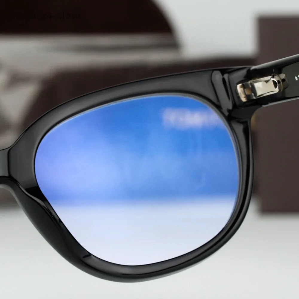 Tom Ford Women Eyeglasses Black Blue Light Block Round FT5807-B/O 001 BRAND NEW